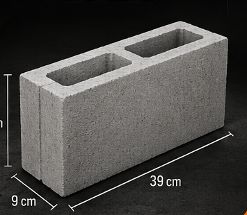 Bloco de concreto 09 x 19 x 39 cm para vedação