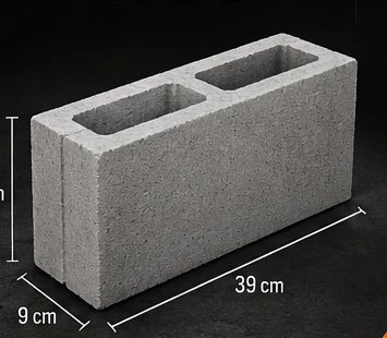 Bloco de concreto 09 x 19 x 39 cm