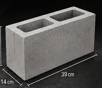 Bloco de concreto 14 x 19 x 39 cm para vedação