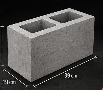 Bloco de concreto 19 x 19 x 39 cm para vedação